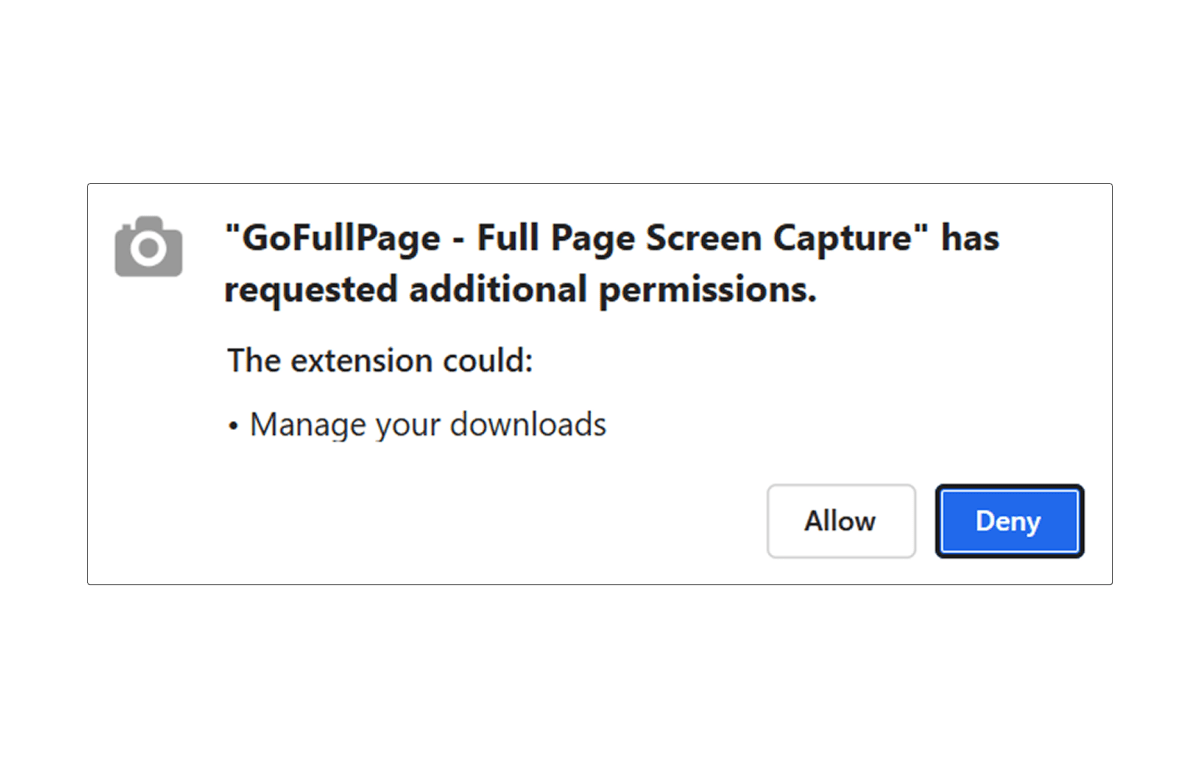 A pop-up requesting additional permissions: "The extension could manage your downloads."